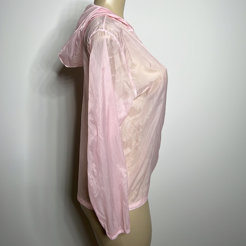 Sheer baby pink medium jacket with hood - Picture 3 of 4
